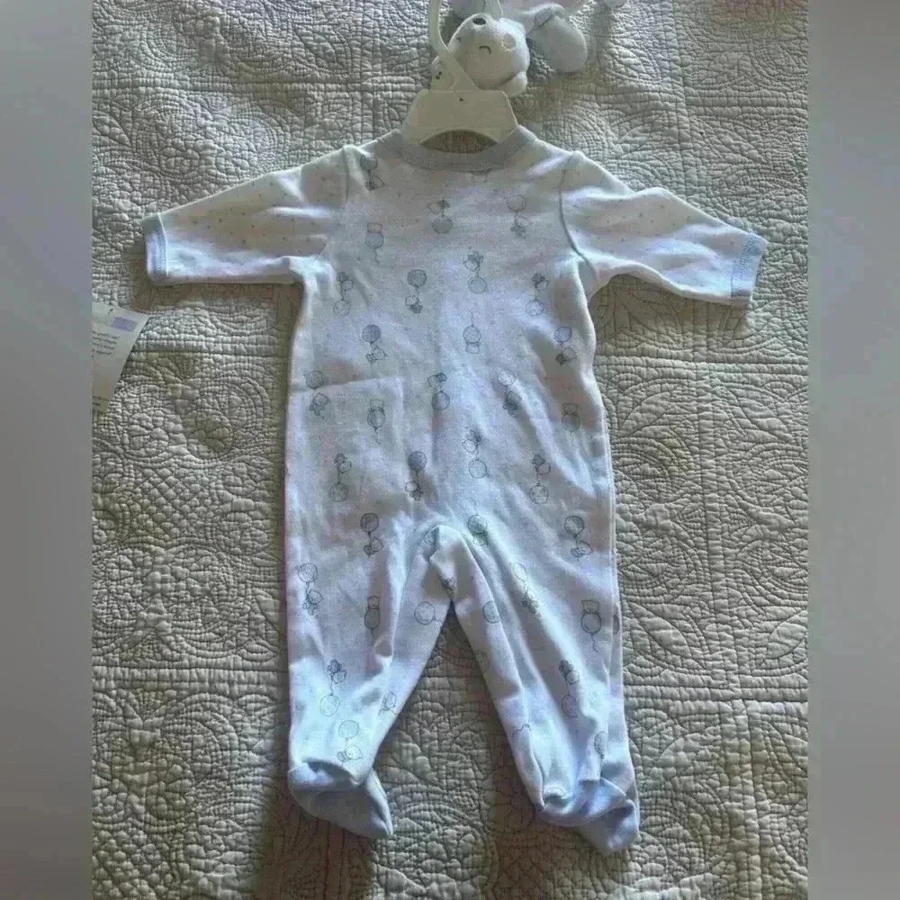 Vitamins Baby Blue Footed Sleepwear 100% Cotton Bear Design Size 3-6 Months